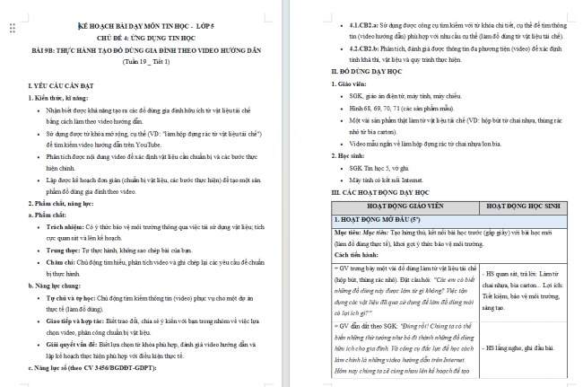 Giáo án tích hợp NLS Tin học 5 Bài 9B