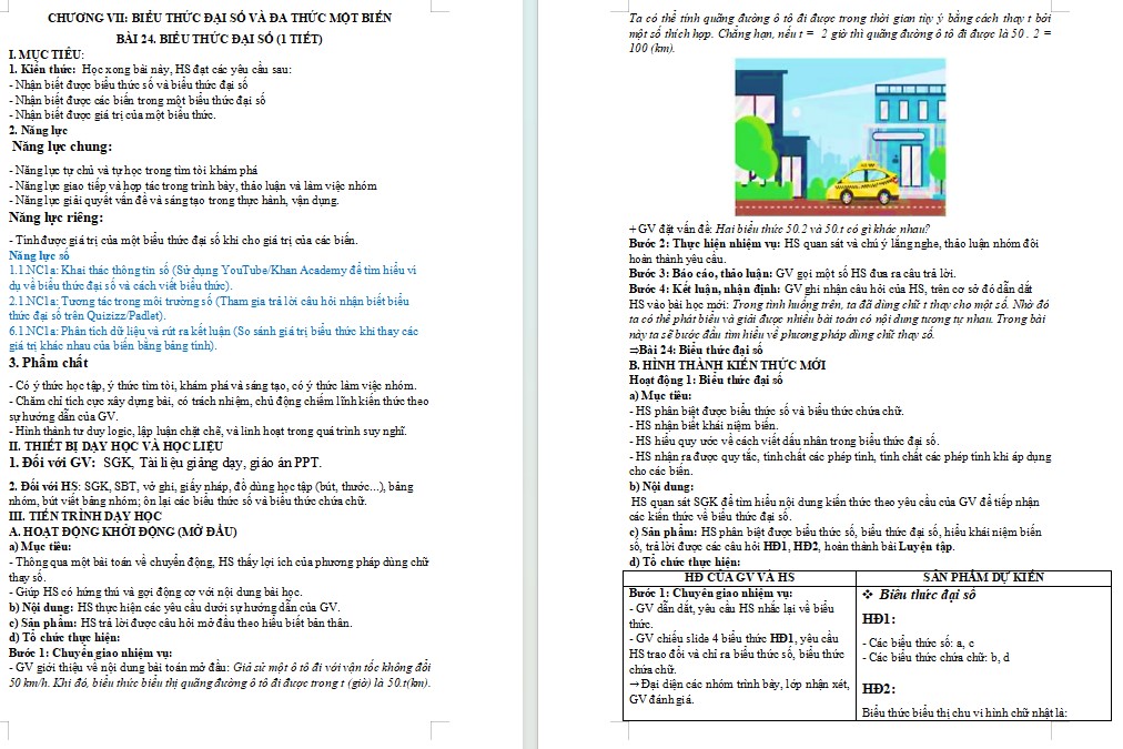 Kế hoạch bài dạy Toán 7 Bài 24 NLS