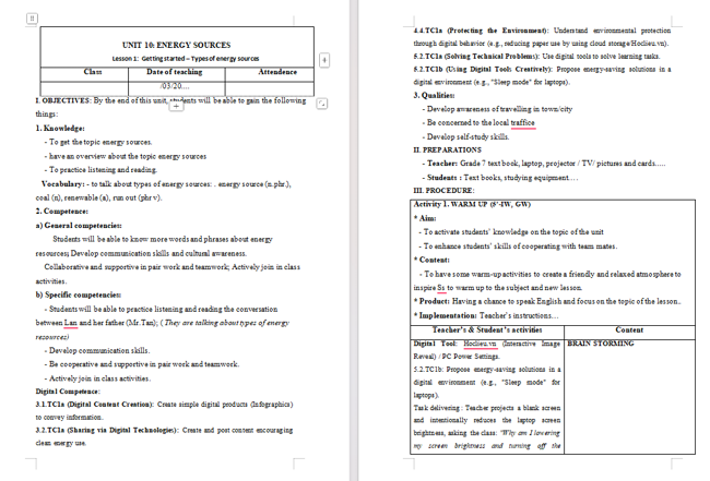 Giáo án tích hợp NLS Tiếng Anh 7 Unit 10: Getting Started