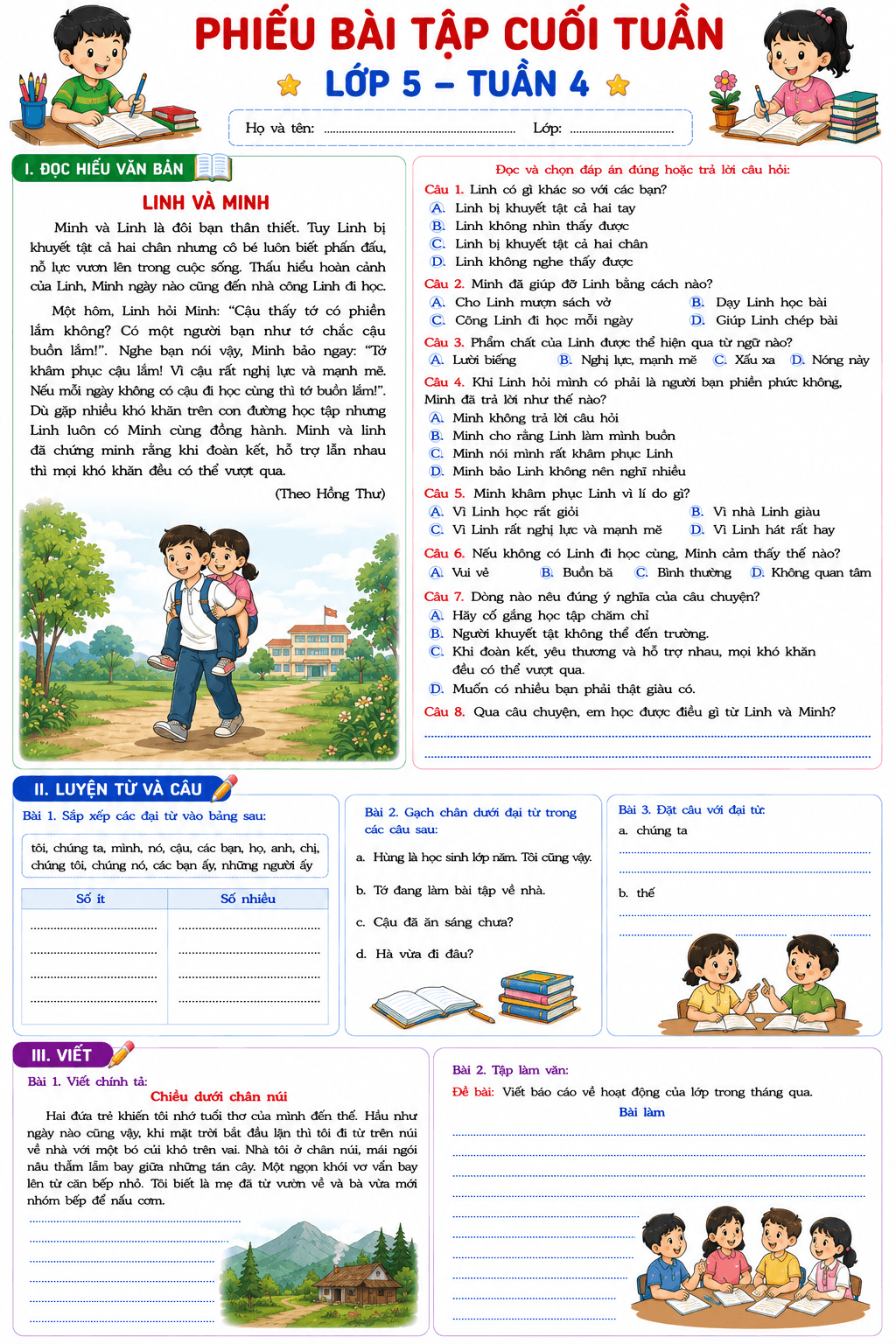 BTCT môn Tiếng Việt 5 sách KNTT - Đề số 1