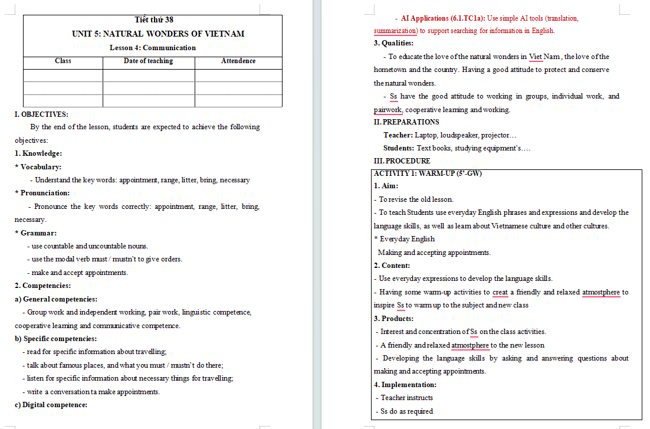 Giáo án tích hợp NLS Tiếng Anh 6 Unit 5: Communication