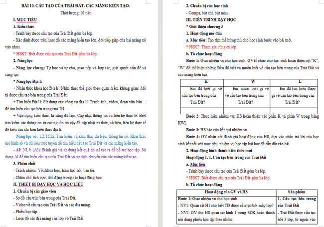 Giáo án tích hợp NLS, AI Địa lí 6 Bài 10