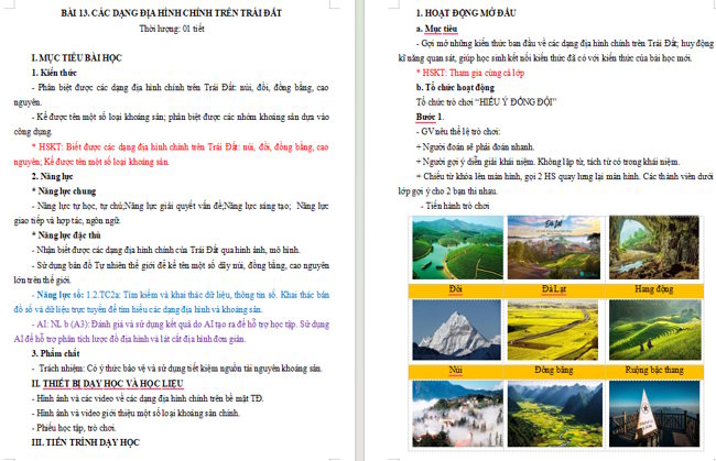 Giáo án tích hợp NLS, AI Địa lí 6 Bài 13