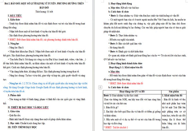 Giáo án tích hợp NLS Địa lí 6 Bài 2