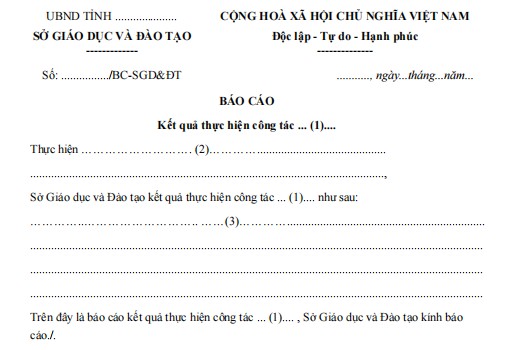 Mẫu báo cáo về kết quả thực hiện công tác