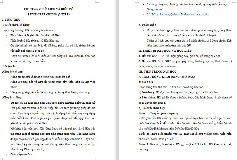 Kế hoạch bài dạy Toán 8 Bài Luyện tập chung trang 106 NLS