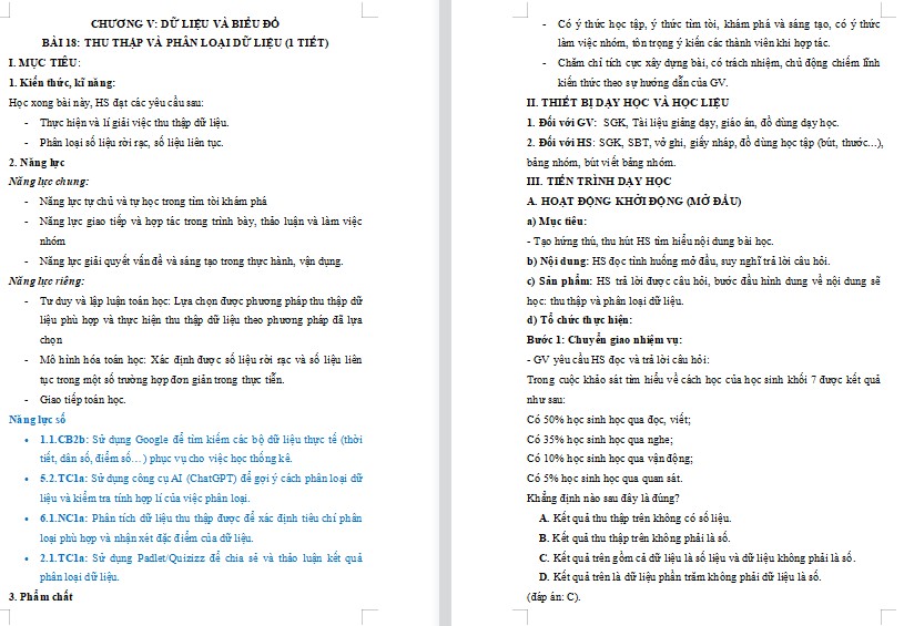 Kế hoạch bài dạy Toán 8 Bài 18 NLS