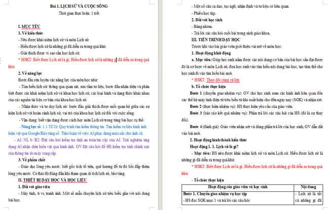 Giáo án tích hợp NLS, AI Lịch sử 6 Bài 1