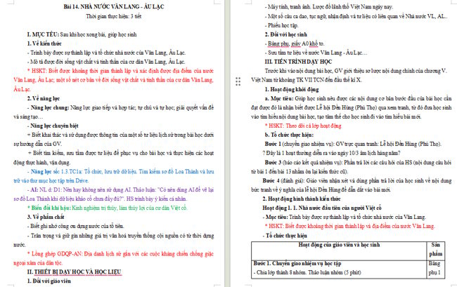 Giáo án tích hợp NLS, AI Lịch sử 6 Bài 14