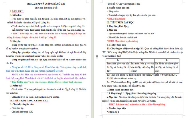 Giáo án tích hợp NLS, AI Lịch sử 6 Bài 7