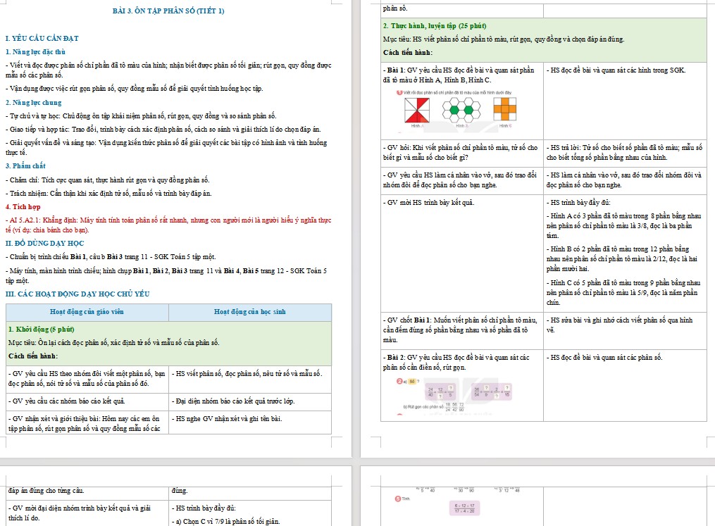 Kế hoạch bài dạy Toán 5 Bài 3 NLS