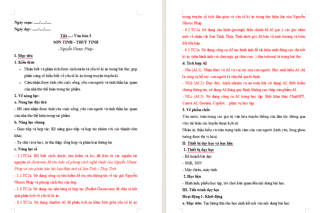 Ngữ văn 9 Bài 1: Sơn Tinh - Thủy Tinh
