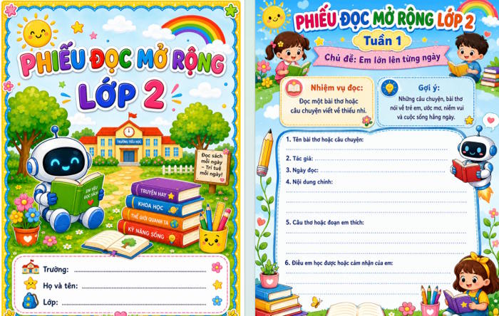 Phiếu Đọc mở rộng Tiếng Việt lớp 2 Kết nối tri thức