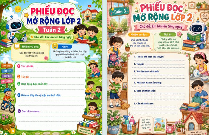 Phiếu Đọc mở rộng Tiếng Việt lớp 2 Kết nối tri thức