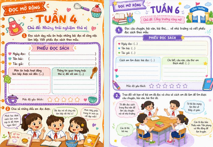 Phiếu Đọc mở rộng Tiếng Việt lớp 3 Kết nối tri thức