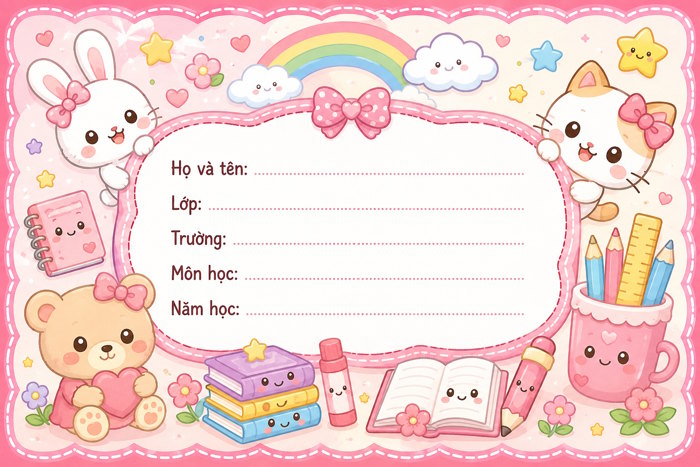 Câu lệnh thiết kế nhãn vở cho học sinh Tiểu học