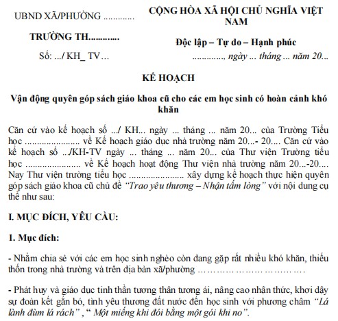  Kế hoạch quyên góp sách báo tặng các trường vùng khó khăn 