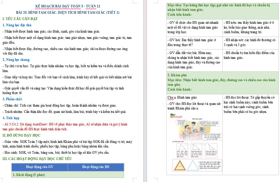 Kế hoạch bài dạy Toán 5 Bài 25 NLS