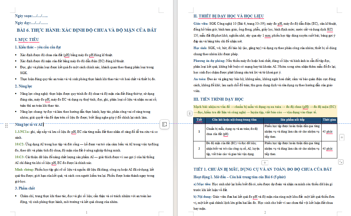 Giáo án Công nghệ Trồng trọt 10 Bài 6