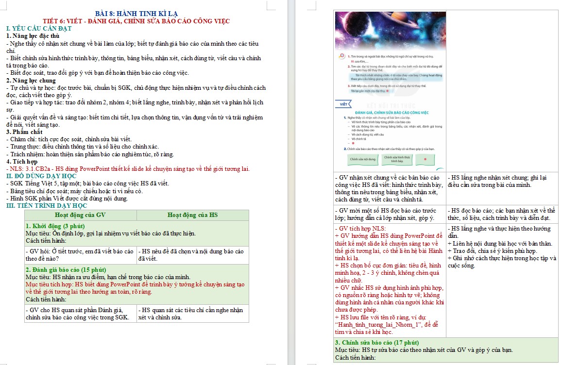 Kế hoạch bài dạy Tiếng Việt 5 Bài 8 NLS