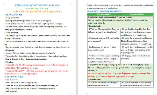 Giáo án tích hợp NLS, AI TNXH 3 Bài 8