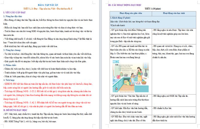 Giáo án tích hợp NLS, AI Tiếng Việt 3 Bài 6
