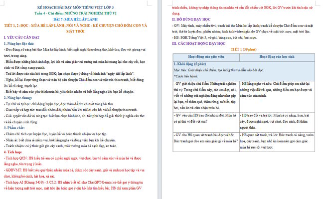 Giáo án tích hợp NLS, AI Tiếng Việt 3 Bài 7