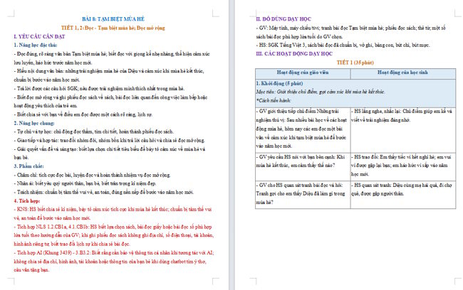 Giáo án tích hợp NLS, AI Tiếng Việt 3 Bài 8
