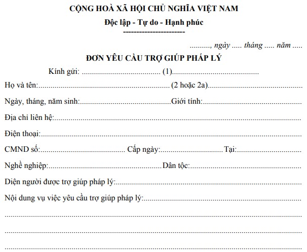 Đơn yêu cầu trợ giúp pháp lý