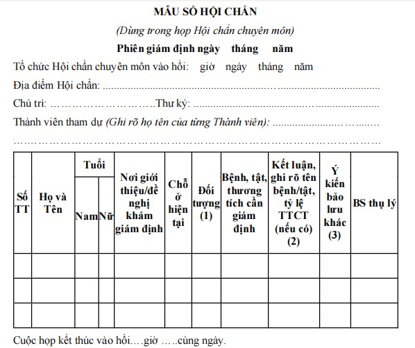 Mẫu sổ hội chẩn