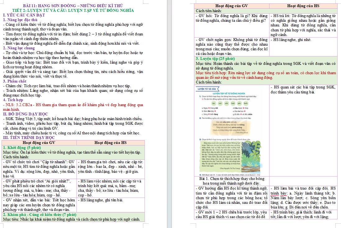 Kế hoạch bài dạy Tiếng Việt 5 Bài 11 NLS