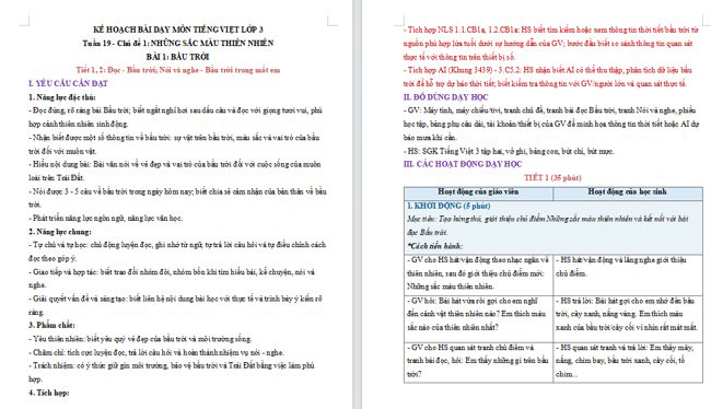 Giáo án tích hợp NLS, AI Tiếng Việt 3 Bài 1