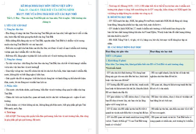 Giáo án tích hợp AI Tiếng Việt 3 Bài 27