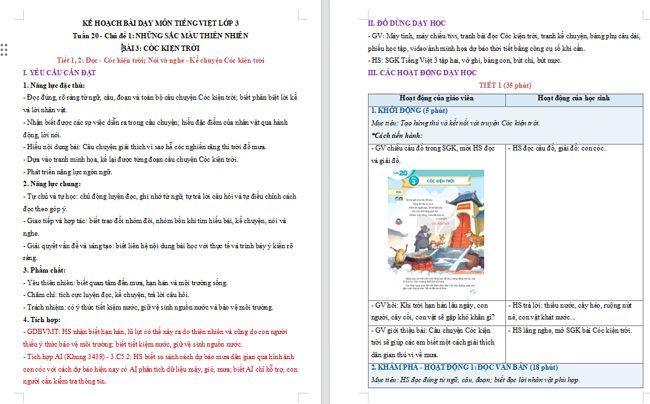 Giáo án tích hợp AI Tiếng Việt 3 Bài 3