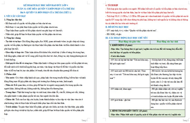 Giáo án tích hợp NLS, AI Đạo đức 4 Bài 9