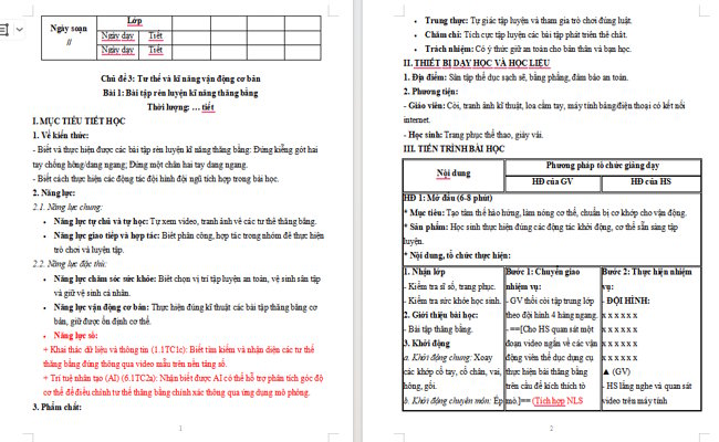 Giáo án tích hợp NLS Giáo dục thể chất 4 Bài 1