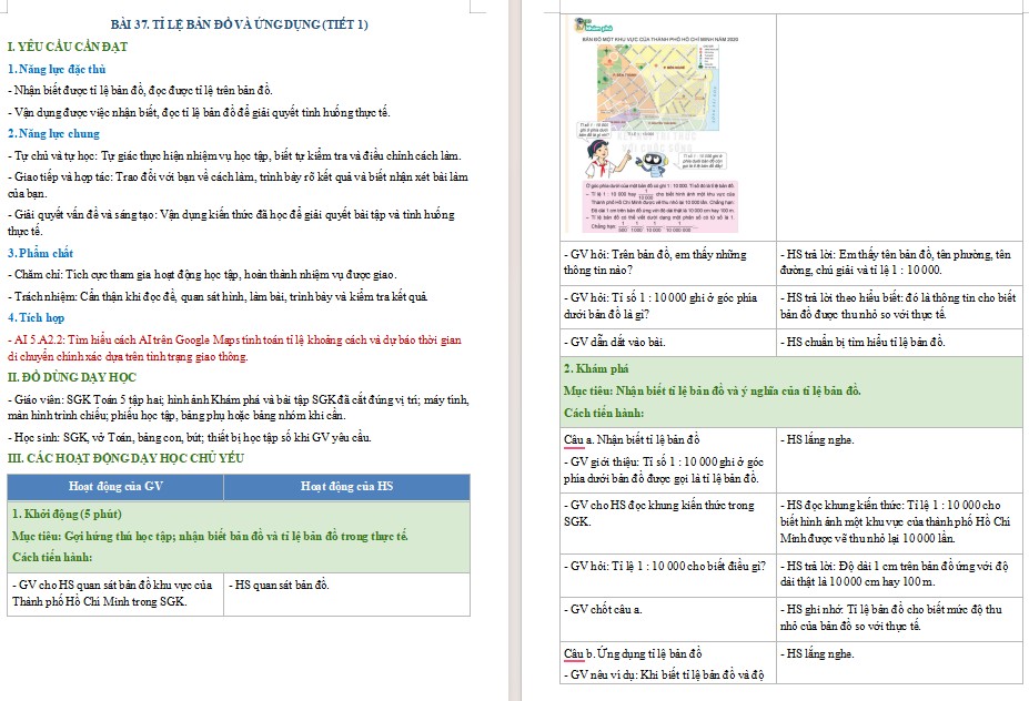 Kế hoạch bài dạy Toán 5 Bài 37 AI
