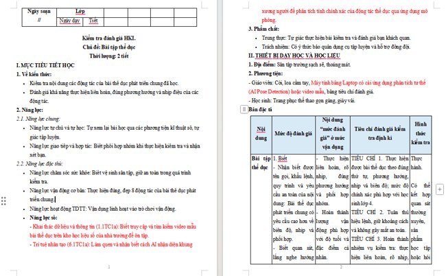 Giáo án tích hợp NLS Giáo dục thể chất 4 Kiểm tra học kì 1
