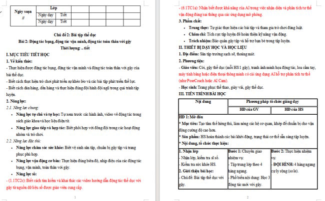 Giáo án tích hợp NLS Giáo dục thể chất 5 Bài 2