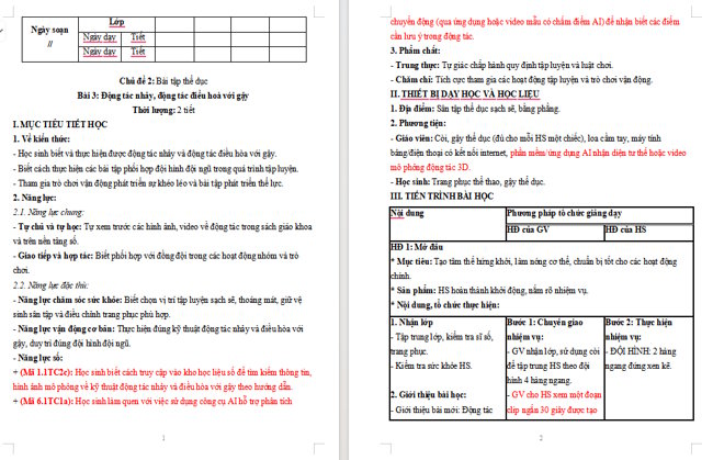 Giáo án tích hợp NLS Giáo dục thể chất 5 Bài 3