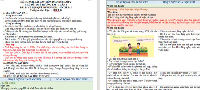 Giáo án tích hợp NLS, AI Đạo đức 2 Học kì 1