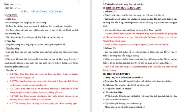 Giáo án tích hợp NLS HĐTN 6 Tuần 1