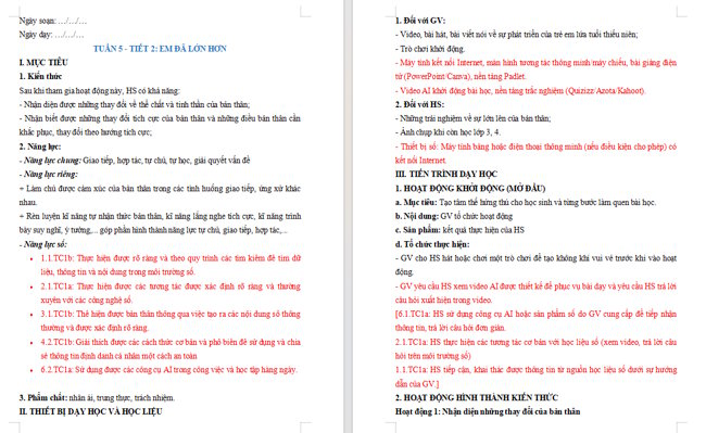 Giáo án tích hợp NLS HĐTN 6 Tuần 5