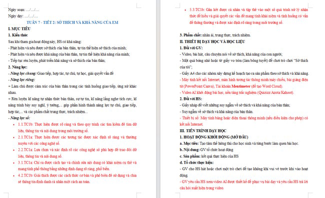Giáo án tích hợp NLS HĐTN 6 Tuần 7