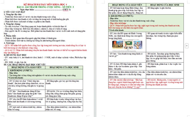 Giáo án tích hợp AI Khoa học 4 Bài 11