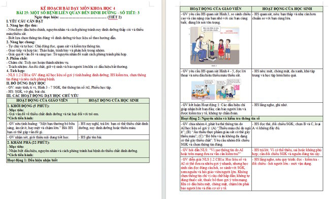Giáo án tích hợp NLS Khoa học 4 Bài 25