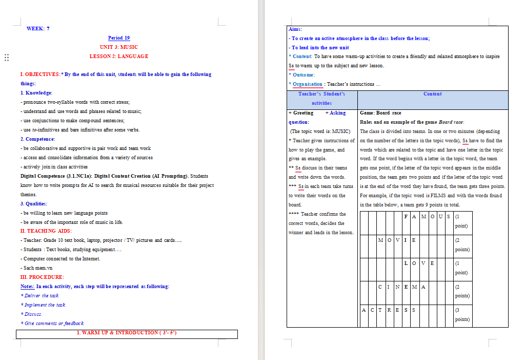 Giáo án Tiếng Anh 10 Unit 3: Language tích hợp Năng lực số