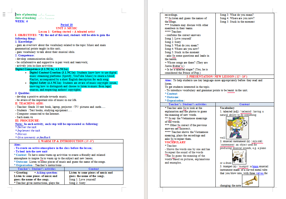 Giáo án Tiếng Anh 10 Unit 3: Getting Started