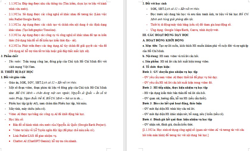 Giáo án Lịch sử lớp 12 Bài 16 theo định hướng phát triển năng lực số