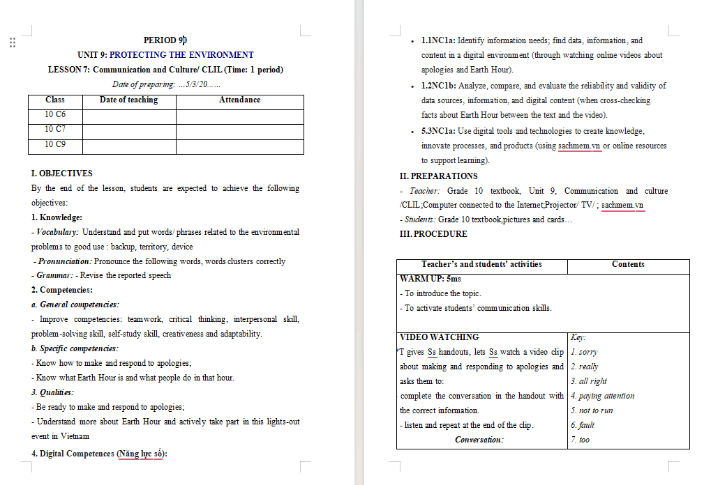 Giáo án Năng lực số Tiếng Anh 10 Unit 9: Communication and Culture